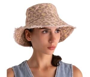 Zimmermann Beige Linen Leopard Print Panama Hat Fringe OS Women Designer Summer